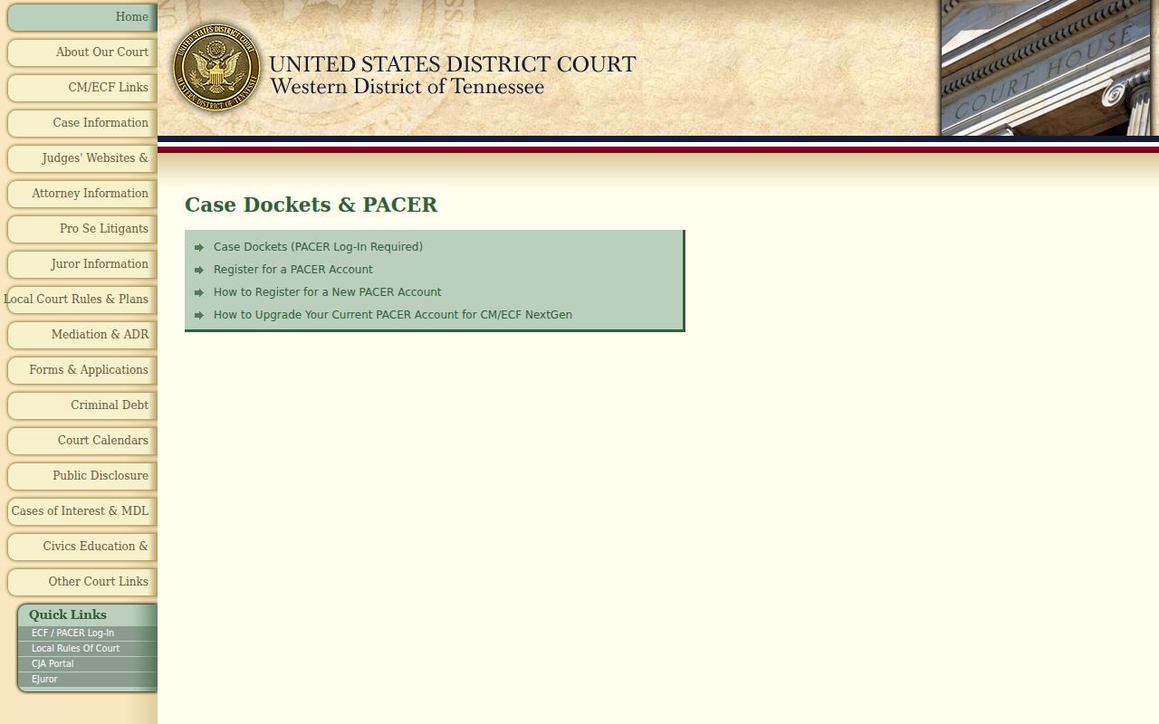 Lauderdale County court record search federal PACER gateway
