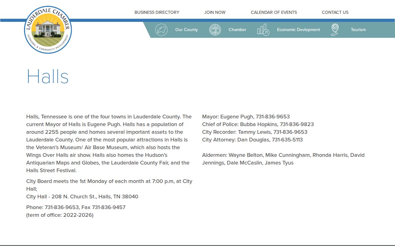 Lauderdale County civic profile for Halls Tennessee