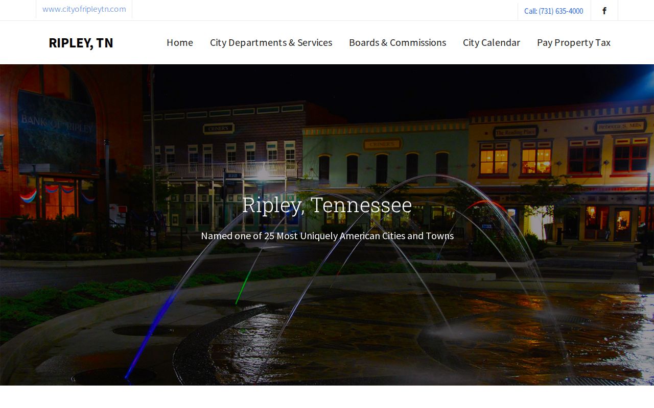 Official City of Ripley website and municipal navigation
