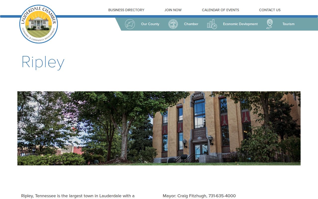 Lauderdale County civic profile for Ripley and City Hall
