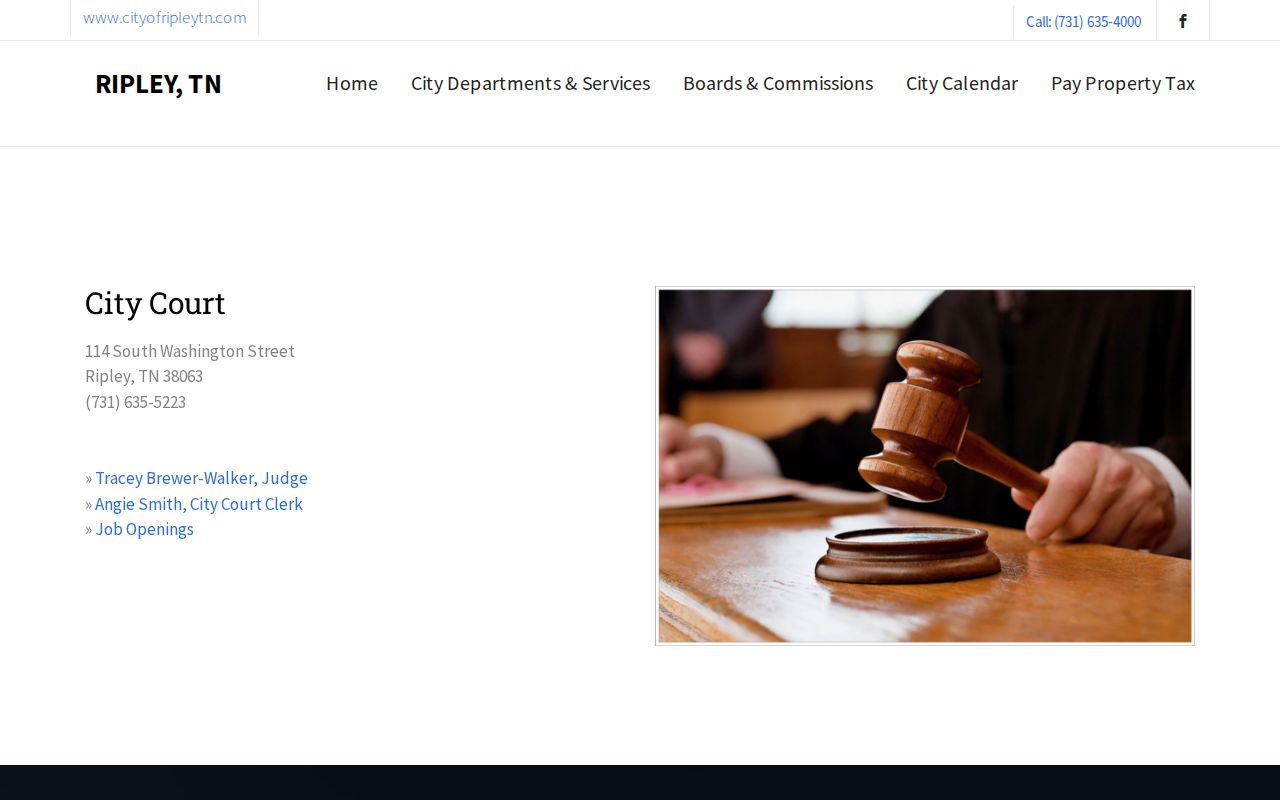Official Ripley City Court contact and clerk information